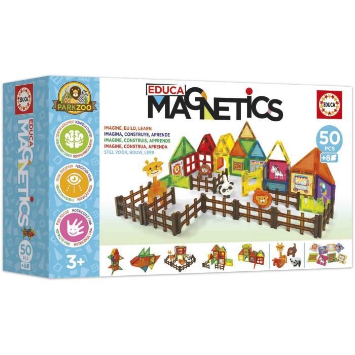 Magnetics Parc Zoo Jeu de construction EDUCA 50 pièces magnétiques 4 animaux 8 cartes Dès - vue 2