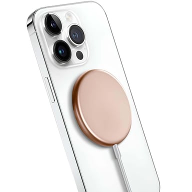 Crong Cargador MagSafe Inalámbrico de Inducción Qi 15W Compatible con iPhone Dorado
