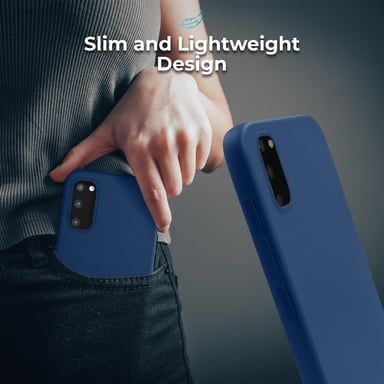 Estilo de vida Moozy. Funda diseñada para Samsung S20 FE, Midnight Blue - Carcasa de silicona líquida con acabado mate y suave forro de microfibra.