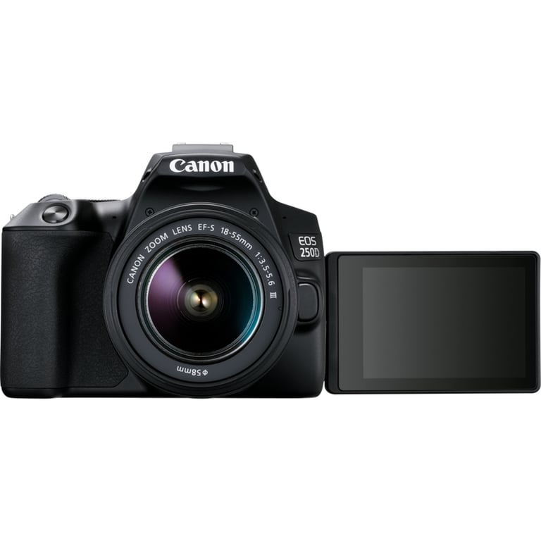 Canon EOS 250D + EF-S 18-55mm f/3.5-5.6 III + EF 75-300mm f/4-5.6 III Juego de cámara SLR 24,1 MP CMOS 6000 x 4000 Pixeles Negro