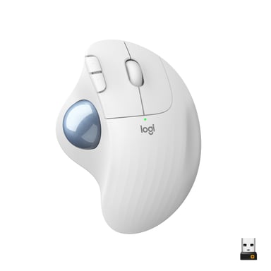 Ratón ergonómico - Inalámbrico - LOGITECH -ERGO M575 - Trackball - Blanco