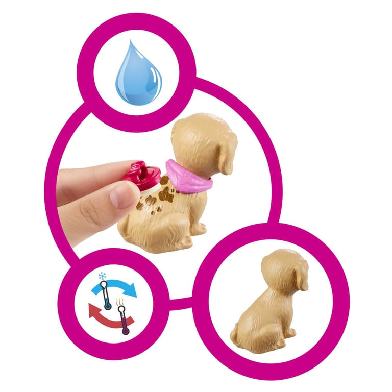Barbie Mobilier Coffret poupée et Son animalerie 4 Figurines Animaux et Accessoires Inclus Jouet pour Enfant GRG90 - vue 9