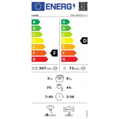 Lavasciuga da incasso CBD 485 D1, lavaggio 8 kg, asciugatura 5 kg, 1400 giri/min.