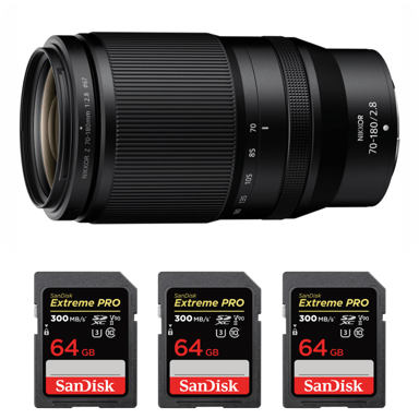 Objetivo Nikon Z 70-180mm f/2.8 + 3 SanDisk 64GB Extreme PRO UHS-II + Ebook ''20 consejos para fotos que impactan''