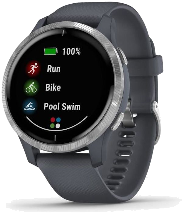 GARMIN Venu - Montre connectée GPS avec écran Amoled - Silver / Bleu Granite