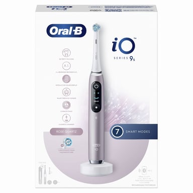 Spazzolino rotante oscillante per adulti Oral-B iO 9S Rosa, Bianco