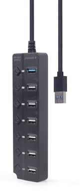 Gembird UHB-U3P1U2P6P-01 hub & concentrateur USB 3.2 Gen 2 (3.1 Gen 2) Type-A 5000 Mbit/s Noir
