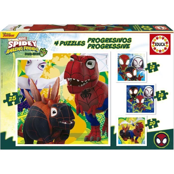 Puzzles progréssifs EDUCA Dino Spidey 12+16+20+25 pièces - vue 7