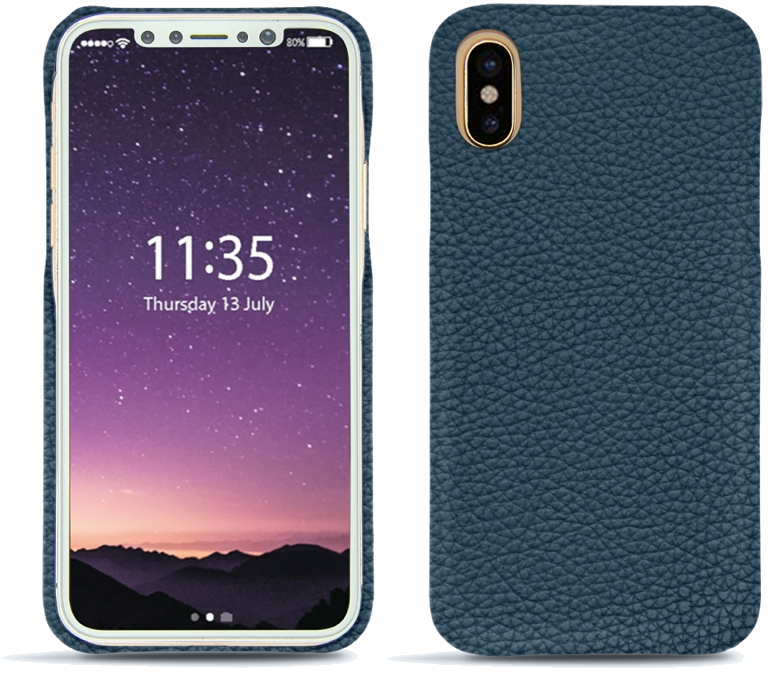 Coque cuir Apple iPhone X - Coque arrièreBleu