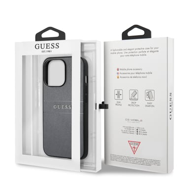 Guess Saffiano PU Apprendre Backcase Compatible avec iPhone 13 Pro étui Gris