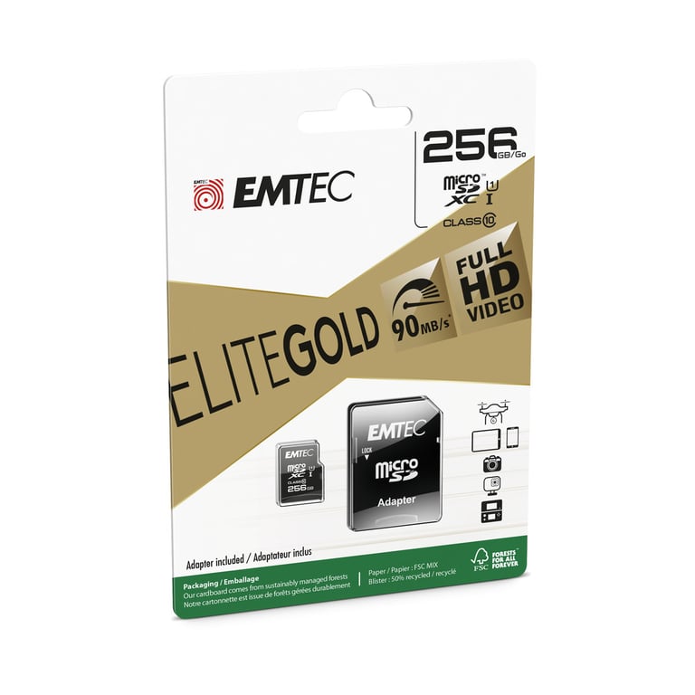 EMTEC Elite Gold Carte mémoire flash adaptateur SD inclus e UHS I U1 / Class10 microSDXC UHS I - vue 2