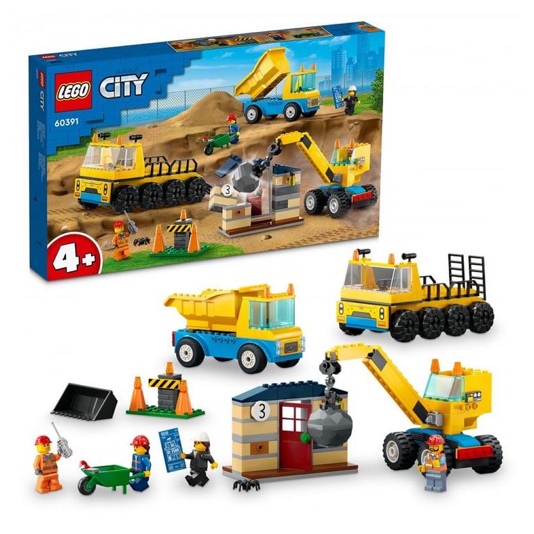 Lego City Les Camions De Chantier Et La Grue À Boule De Démolition 60391 Lego La Boîte - vue 4