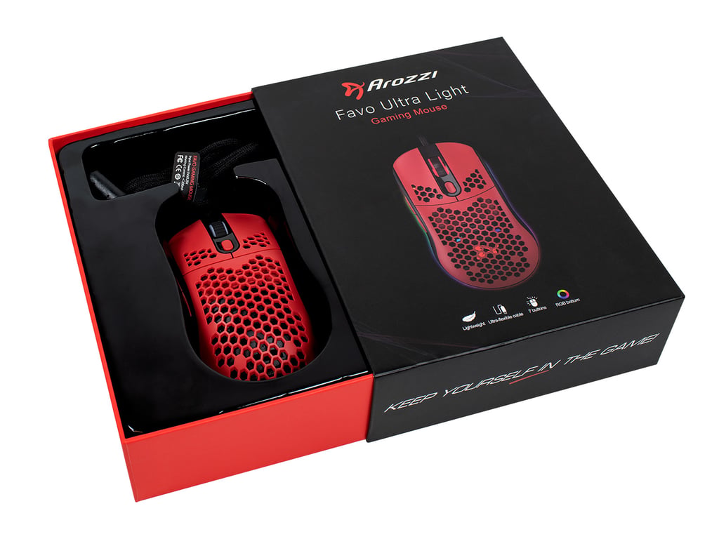 gaming Arozzi ultra Favo 16000 DPI Cable tressé RGB - vue 3