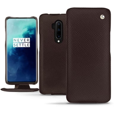 Funda de piel OnePlus 7T Pro - Solapa vertical - Marrón hechizante ( Pantone #4e3629 ) - Piel saffiano