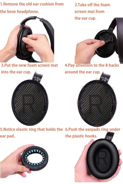 Coussinets pour Bose QC35 I/II, QC25, QC15, QC 2 AE 2, AE 2i, AE 2w, SoundTrue DarkGrey - Neuf