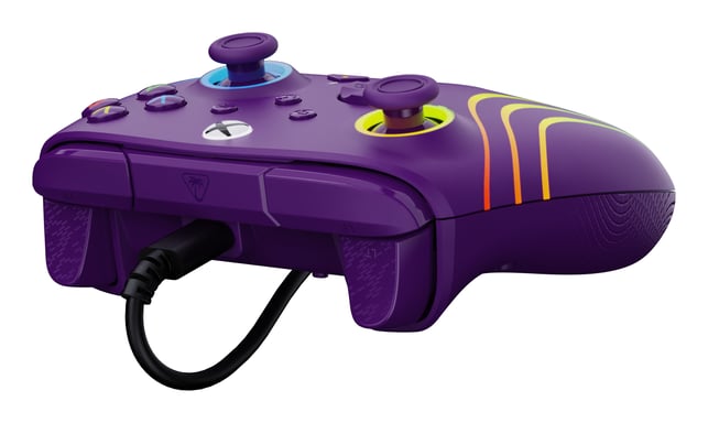 Controlador Turtle Beach Afterglow Wave Violeta Controlador de juego RGB con cable - Licencia para Xbox Series XS, Xbox One y Windows - Botones programables, gatillos con efecto Hall, controles de audio