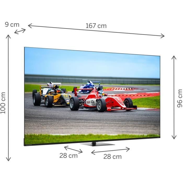 Google TV 75 QLED Pro avec pied central rotatif 144Hz 190cm 2024 - vue 2
