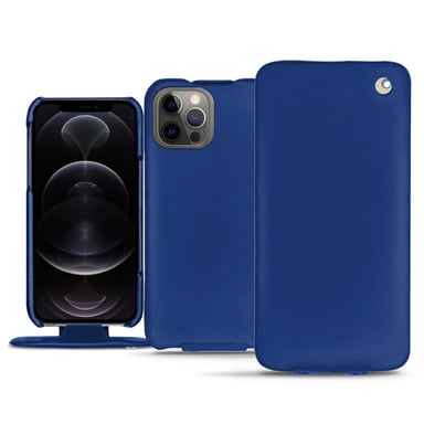 Housse cuir Apple iPhone 12 Pro - Rabat vertical - Bleu - Cuir lisse