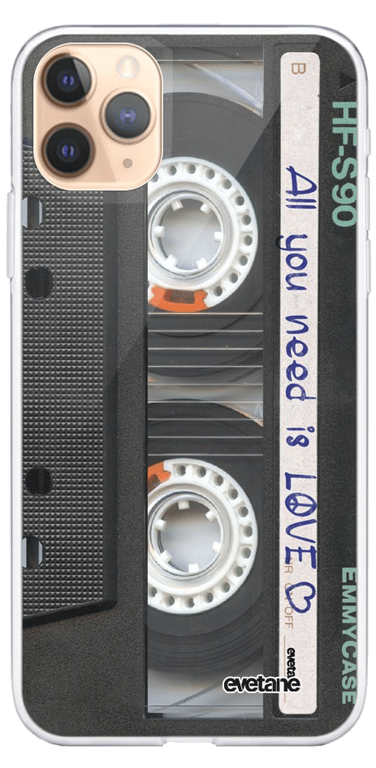 Evetane Coque Apple iPhone 11 Pro Max silicone transparente Motif Cassette ultra resistant