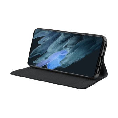 Funda tipo concha con ranura para tarjeta y soporte para Samsung Galaxy S21 FE 5G, Negro