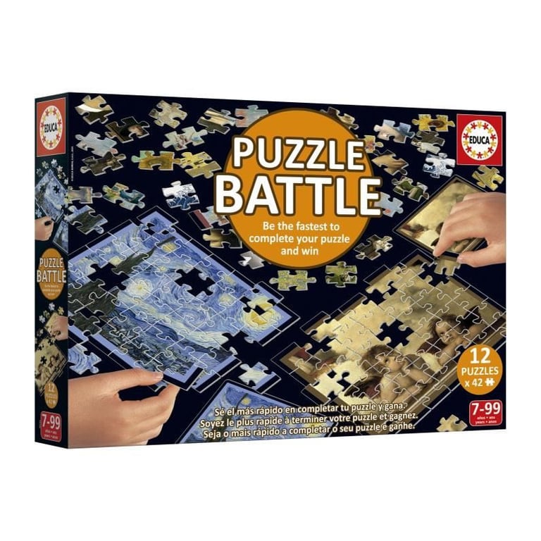 Puzzle - EDUCA - Battle Art - 12 puzzles - 42 pieces - Pour enfants a partir de 7 ans - Neuf