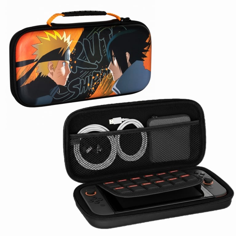 Konix Naruto Shippuden Housse de Protection et Transport Nintendo Switch 2 Rangement Accessoires et 8 Jeux Motif Naruto et Sasuke et - vue 3