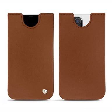 Pochette cuir Apple iPhone 14 Pro Max - Pochette - Marron - Cuir lisse