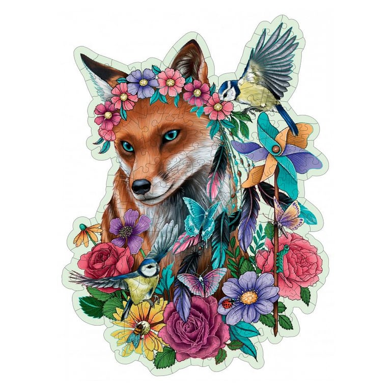 Puzzle en Bois Renard Coloré - 150 Pièces avec Figurines Uniques - Neuf