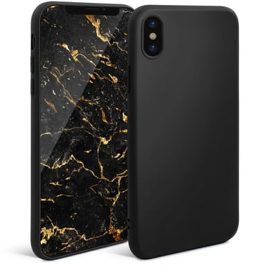 Moozy Minimalist Series Coque en silicone pour iPhone X et iPhone XS, noir - Finition mate fine et souple en TPU