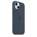 Coque en silicone avec MagSafe pour iPhone 15 Bleu orage