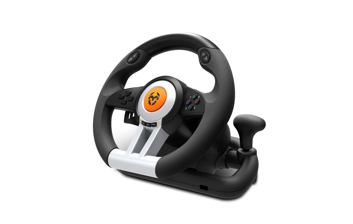 Krom K-Wheel Nero Volante USB + Pedali Analogici/Digitali PlayStation 4, Playstation, Playstation 3, Xbox One - nuovo