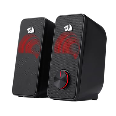 Redragon STENTOR (GS500) altoparlante stereo 2.0 per PC con retroilluminazione rossa, alimentazione USB e jack da 3,5 mm