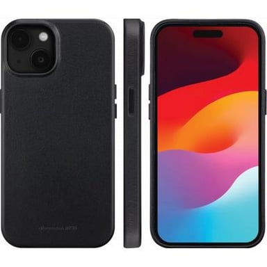 DBRAMANTE1928 Funda de piel Roskilde compatible con MagSafe para iPhone 15 Plus Negro