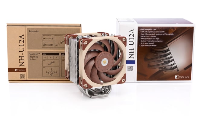 Noctua NH-U12A système de refroidissement d'ordinateur Processeur Refroidisseur 12 cm Beige, Marron, Argent 1 pièce(s)
