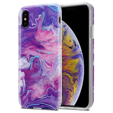 Coque pour Apple iPhone XS MAX en Marbre Violet Rose No. 19 Housse de protection Étui en silicone TPU avec motif mosaïque