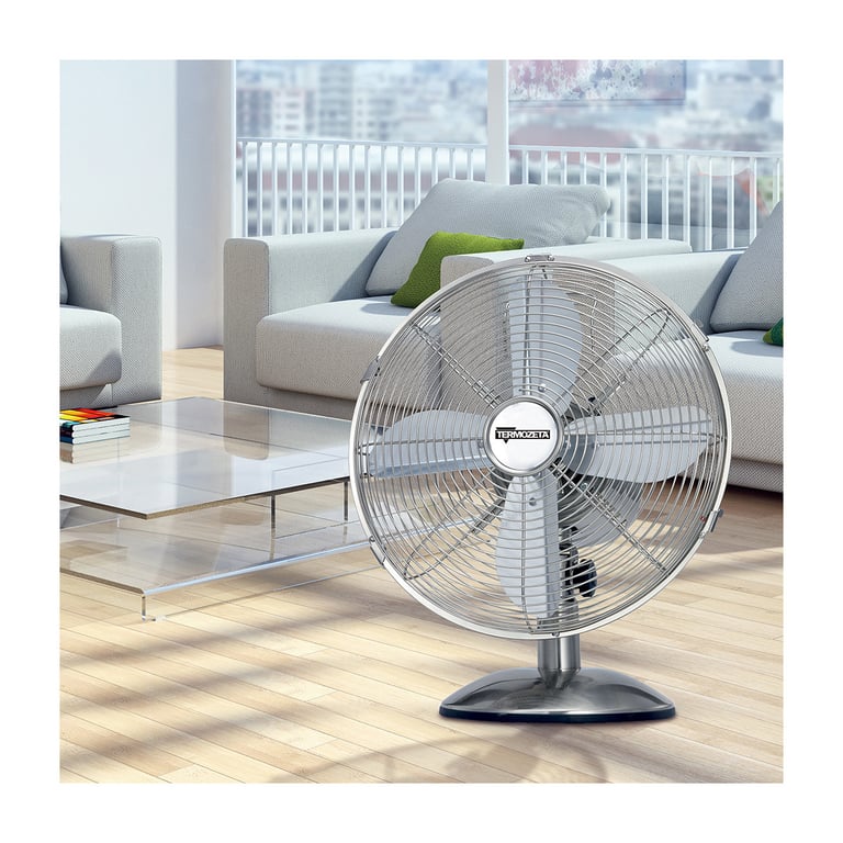 Ventilateur de table TERMOZETA Manchester Pales 30 cm Moteur Design vintage en métal chromé - vue 2
