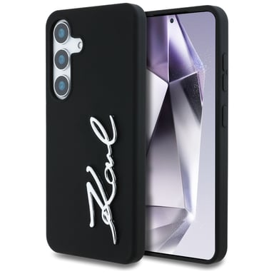 Étui Karl Lagerfeld Silicone Metal Signature pour Samsung Galaxy S25, noir