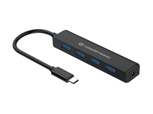 Conceptronic CTC4USB3 hub de interfaz USB 3.2 Gen 1 (3.1 Gen 1) Type-C 5000 Mbit/s Negro
