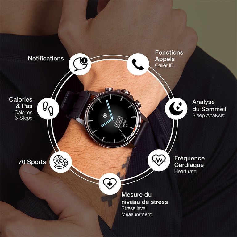 Montre connectée Round Noire Bigben - Neuf