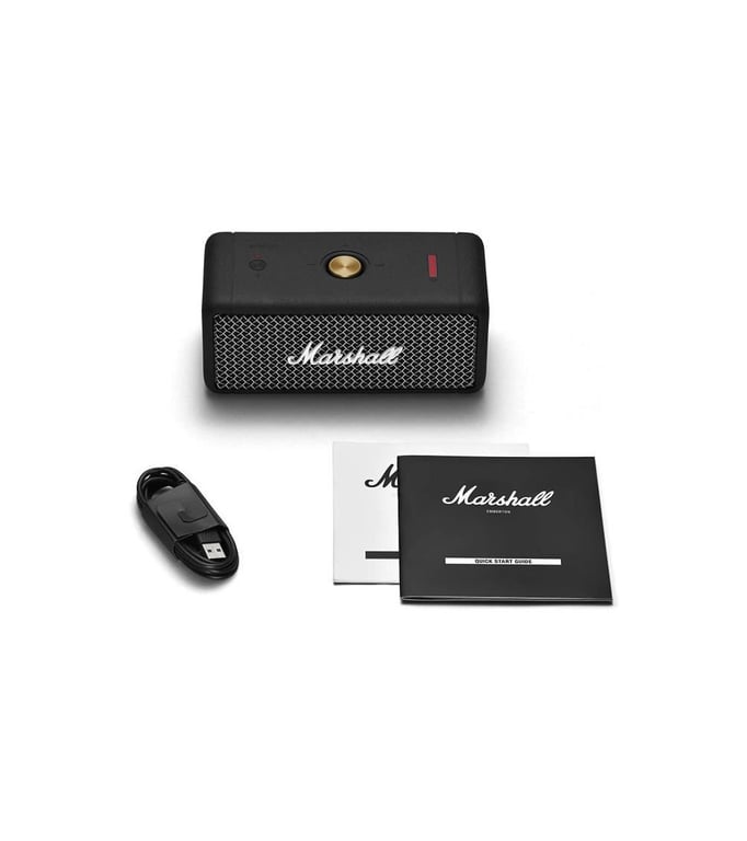 MARSHALL Emberton - Altavoz portátil Bluetooth resistente al agua - Sonido True Stereophonic 360° - 20h de autonomía - Negro