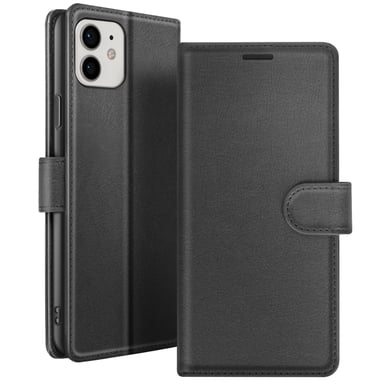 Zanaé Funda tipo cartera para iPhone 12 y 12 Pro con soporte y lengüeta magnética Negro