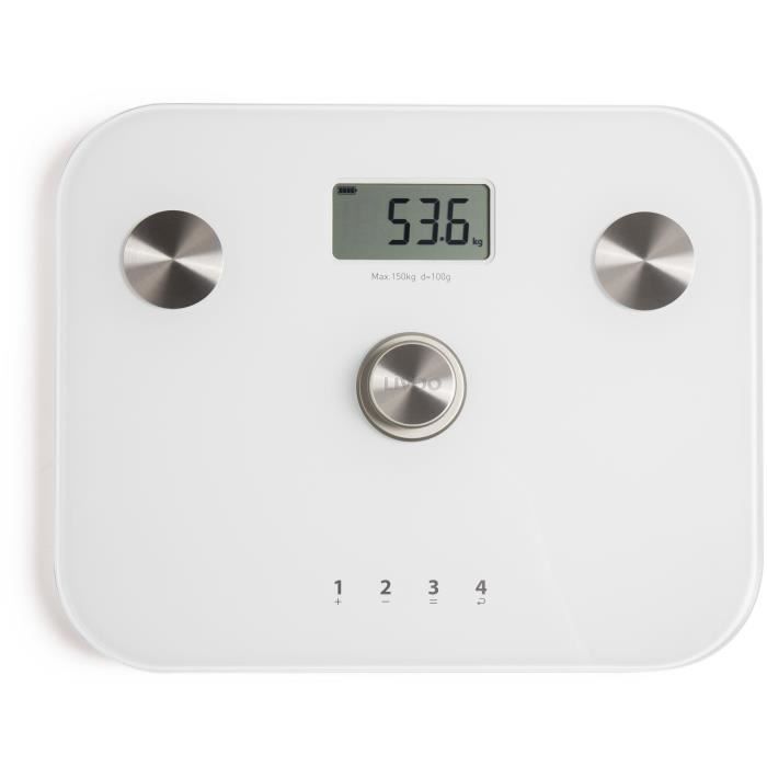Pèse personne impédancemètre dynamo LIVOO DOM465W Sans pile 6 indicateurs Max 150 kg 4 profils LCD - vue 2