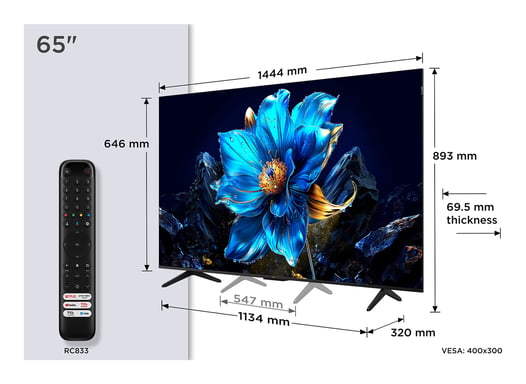 TCL P7K 65P7K TV 165,1 cm (65'') 4K Ultra HD Smart TV Wifi Métallique 450 cd/m²