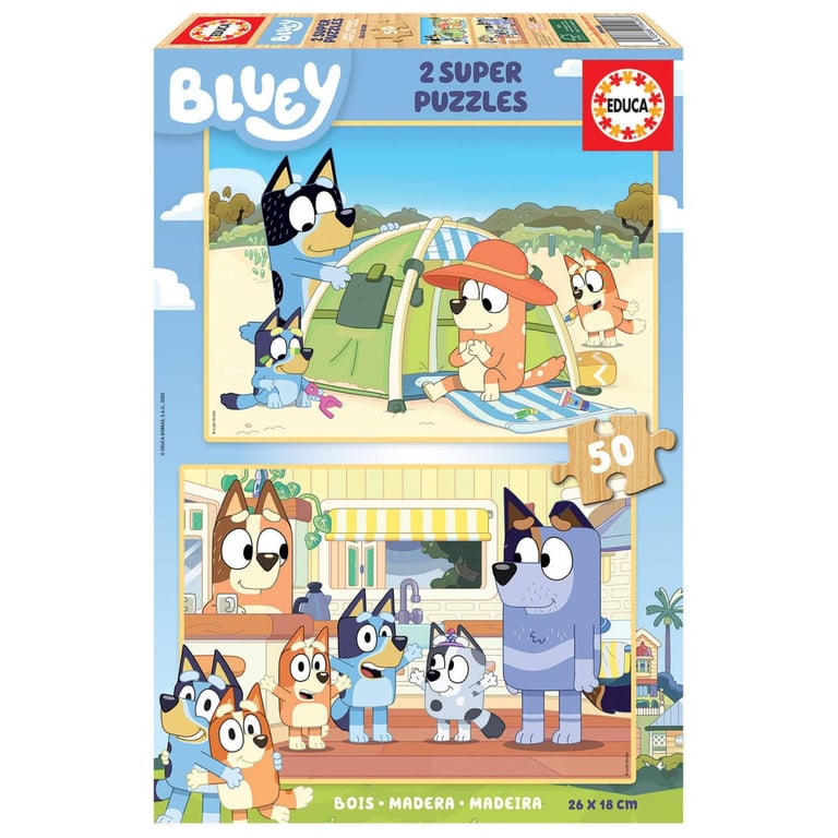 Puzzles en Bois Bluey 2 X 50 Pièces pour Enfants Neuf