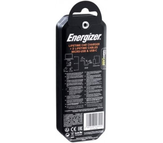 Caricabatterie da auto ENERGIZER LW 2,4A 2USB+USB-C2.0 +Micro cavo Bk