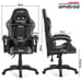 Amstrad ULTIMATE-GREY Fauteuil / Chaise de bureau Gamer coloris noir & gris - coussin lombaire & appuie tête