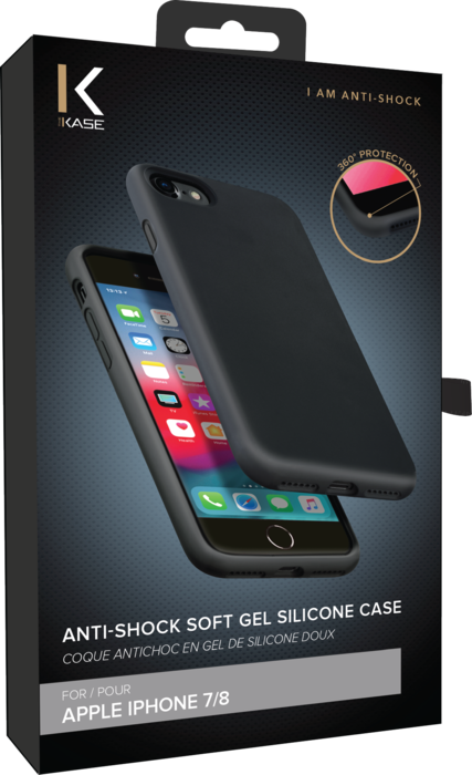 Funda antigolpes de gel de silicona suave para Apple iPhone 7/8, Negro satinado