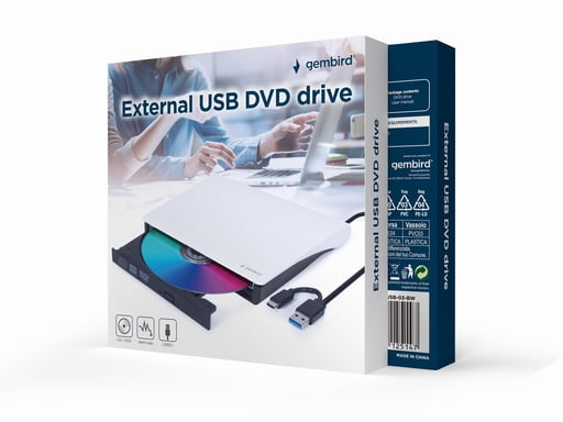 Gembird DVD-USB-03-BW lecteur de disques optiques DVD±RW Noir, Blanc