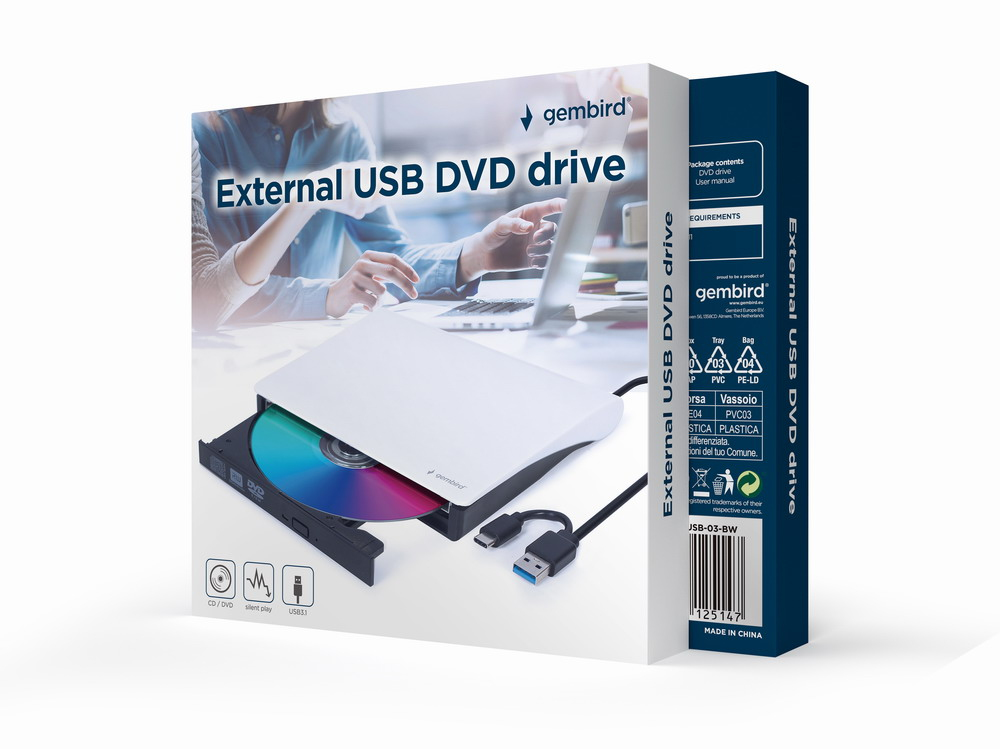 Gembird DVD USB 03 BW lecteur de disques optiques DVD±RW Neuf