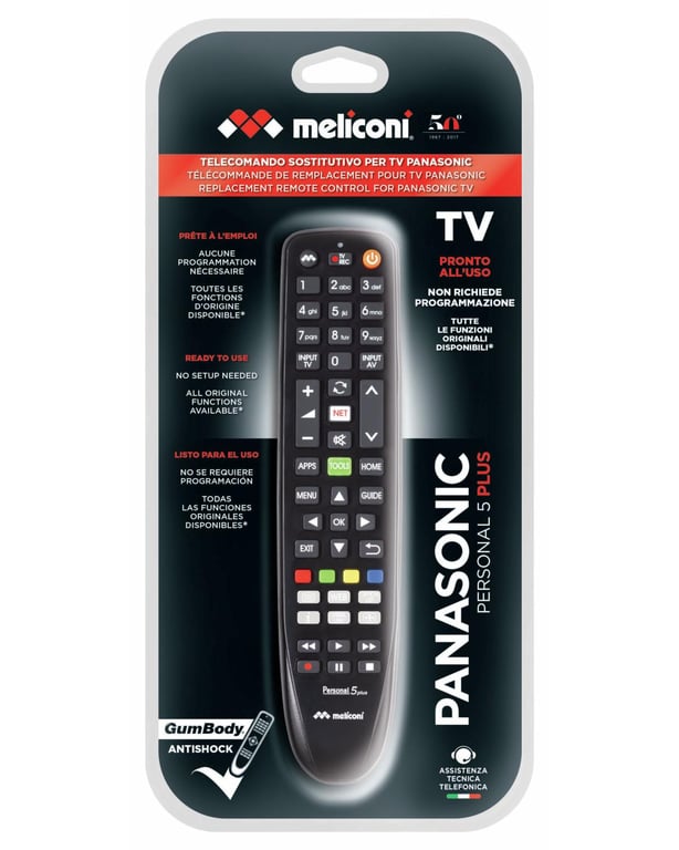 Meliconi Gumbody Personal 5 plus télécommande IR Wireless TV Appuyez sur les boutons - Neuf